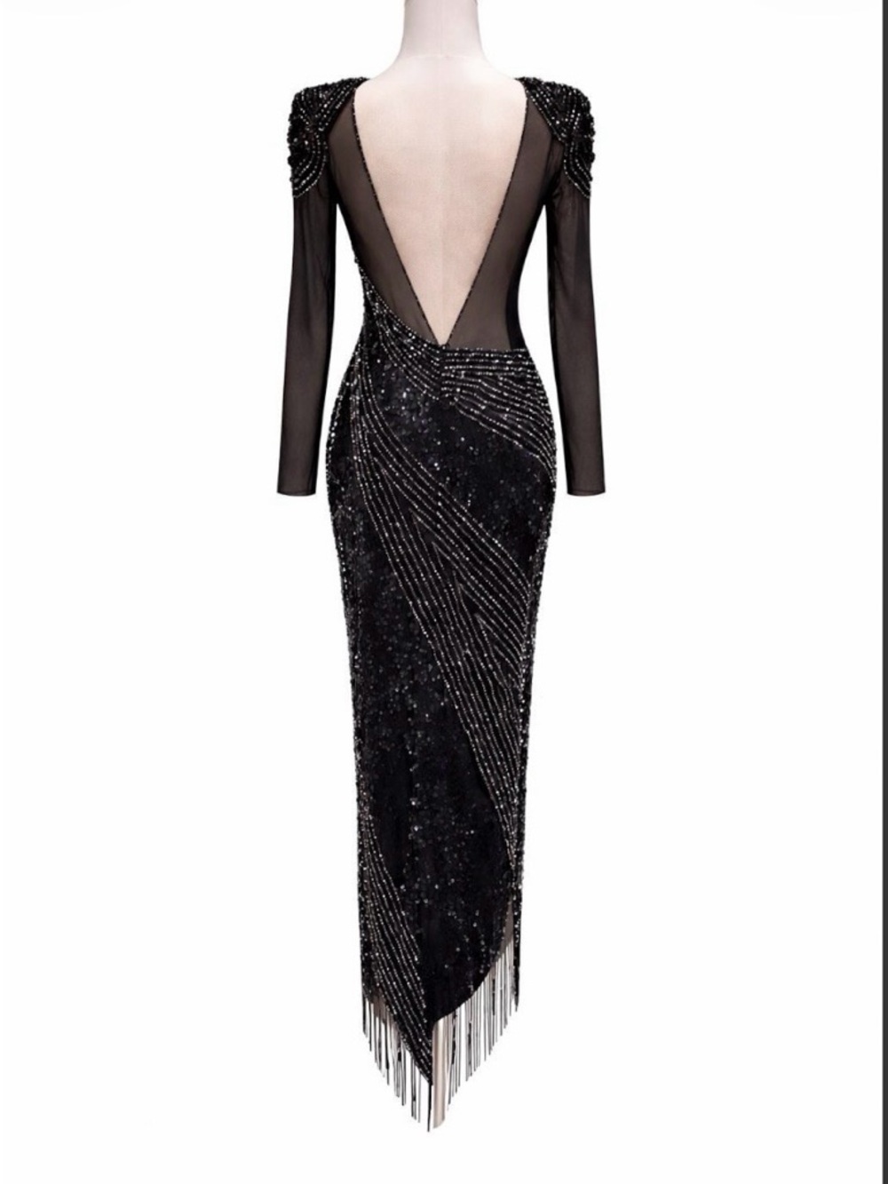 Vintage Casadei black evening Dress made in Italy Sequin Beaded size Euro 6 - Picture 3 of 9